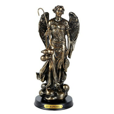 Michael San Miguel The Great Protector Archangel Defeating Satan Figurine 8 Inch Tall Wooden Base with Brass Name Plate Pacific Giftware St 